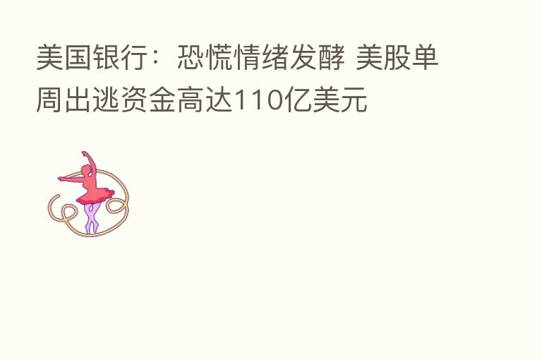 美国银行：恐慌情绪发酵 美股单周出逃资金高达110亿美元