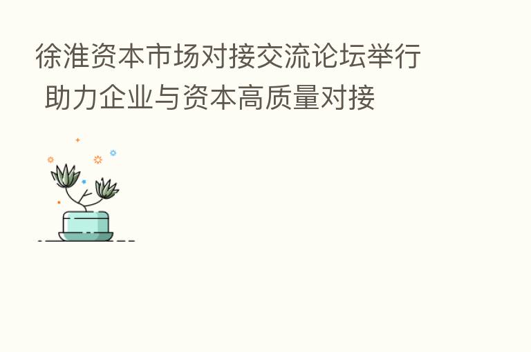 徐淮资本市场对接交流论坛举行 助力企业与资本高质量对接