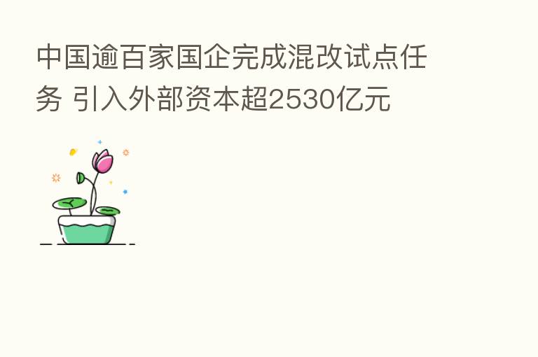 中国逾百家国企完成混改试点任务 引入外部资本超2530亿元