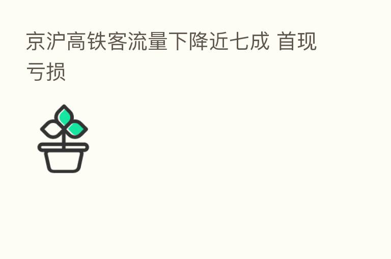 京沪高铁客流量下降近七成 首现亏损