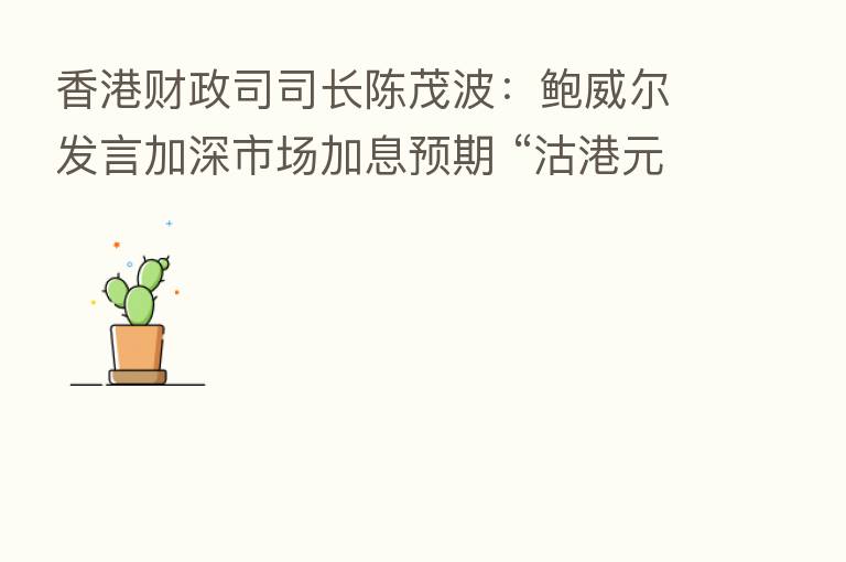 香港财政司司长陈茂波:鲍威尔发言加深市场加息预期 “沽港元”不等同“资金流走”