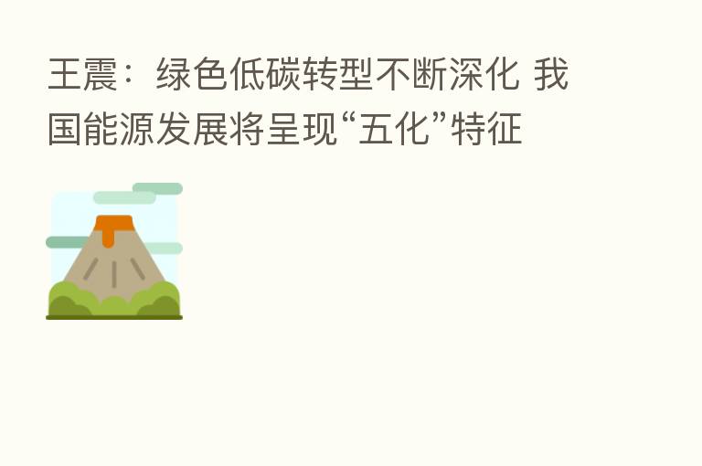 王震：绿色低碳转型不断深化 我国能源发展将呈现“五化”特征