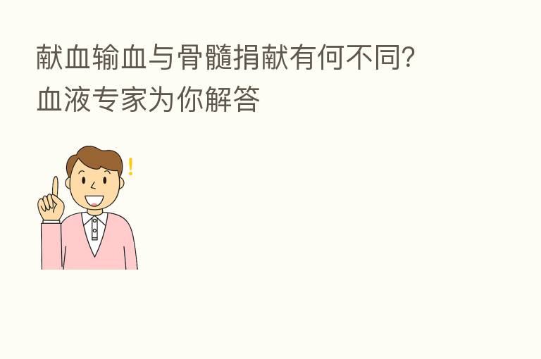 献血输血与骨髓捐献有何不同?血液专家为你解答