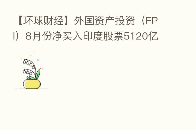【环球财经】外国资产投资（FPI）8月份净买入印度股票5120亿卢比
