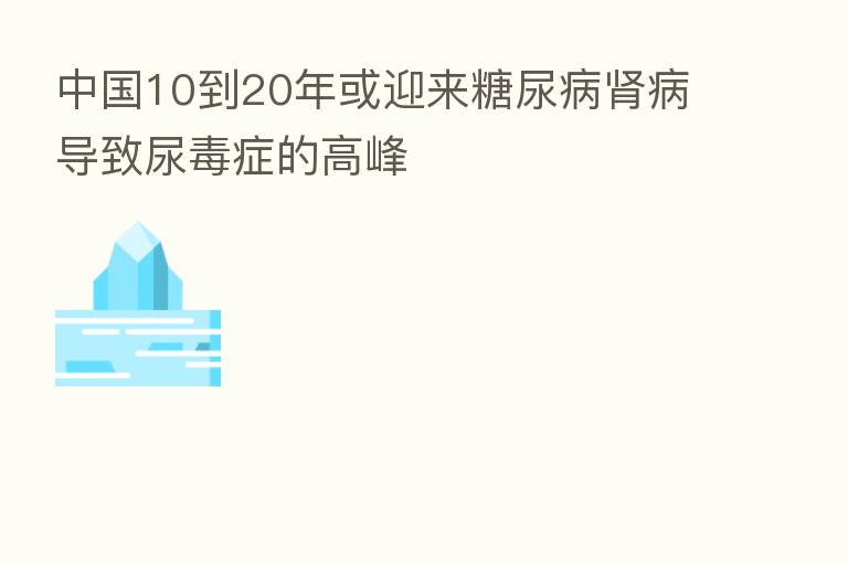 中国10到20年或迎来糖尿病肾病导致尿毒症的高峰