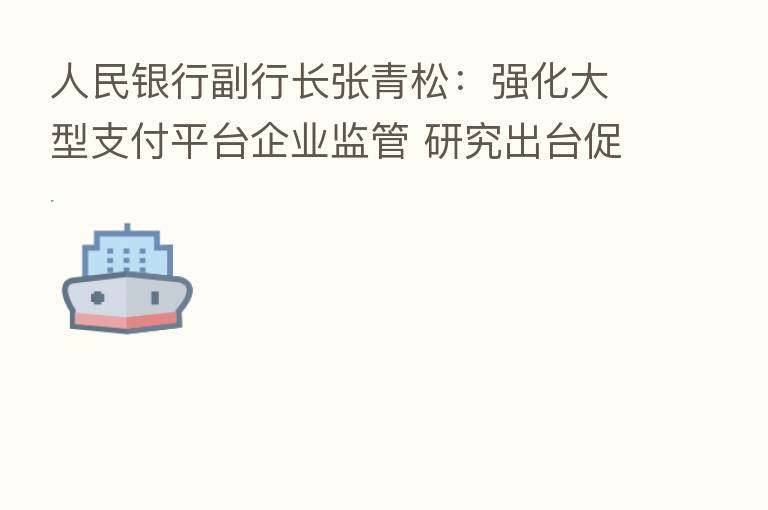 人民银行副行长张青松：强化大型支付平台企业监管 研究出台促进支付和金融科技规范健康发展的工作方案