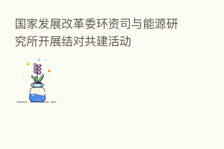 国家发展改革委环资司与能源研究所开展结对共建活动