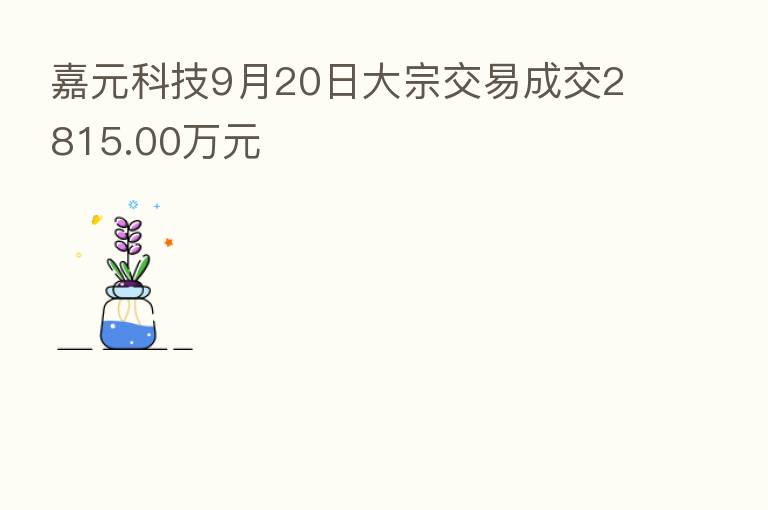 嘉元科技9月20日大宗交易成交2815.00万元