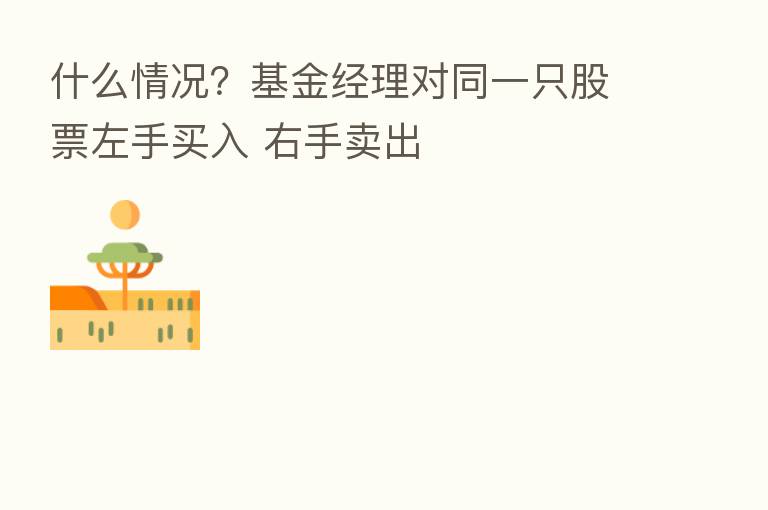 什么情况？基金经理对同一只股票左手买入 右手卖出