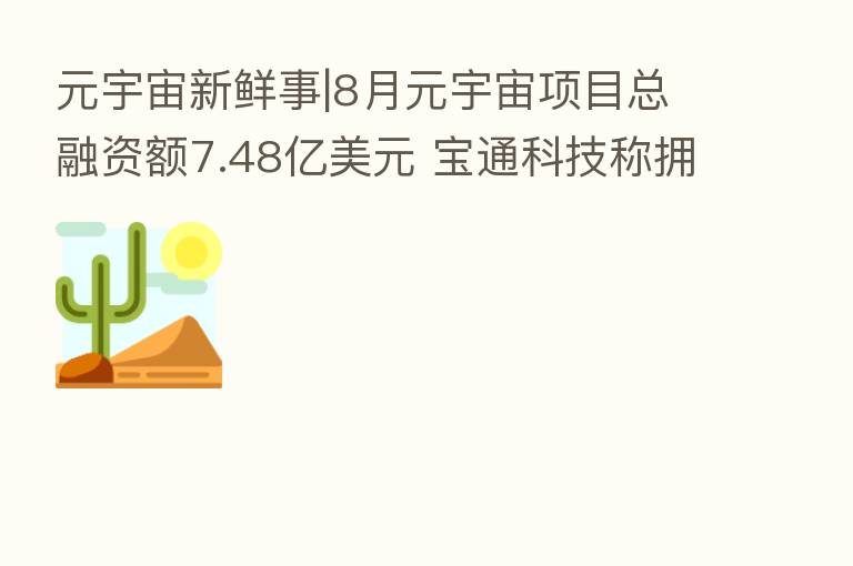 元宇宙新鲜事|8月元宇宙项目总融资额7.48亿美元 宝通科技称拥有数字人“彤”