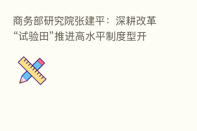 商务部研究院张建平:深耕改革“试验田”推进高水平制度型开放的先行先试