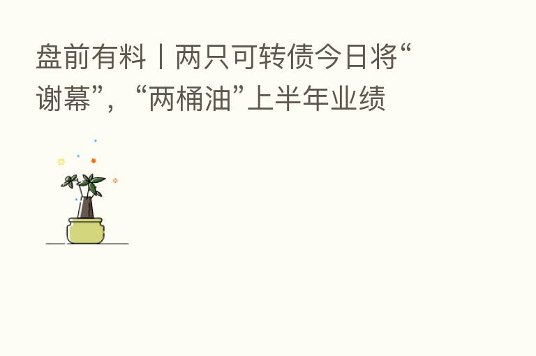 盘前有料丨两只可转债今日将“谢幕”，“两桶油”上半年业绩亮眼…重要消息还有这些