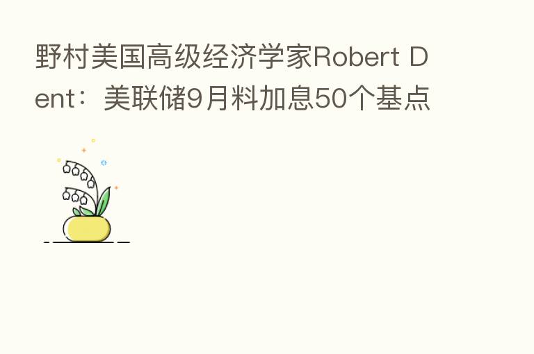 野村美国高级经济学家Robert Dent:美联储9月料加息50个基点,或明年9月开始降息