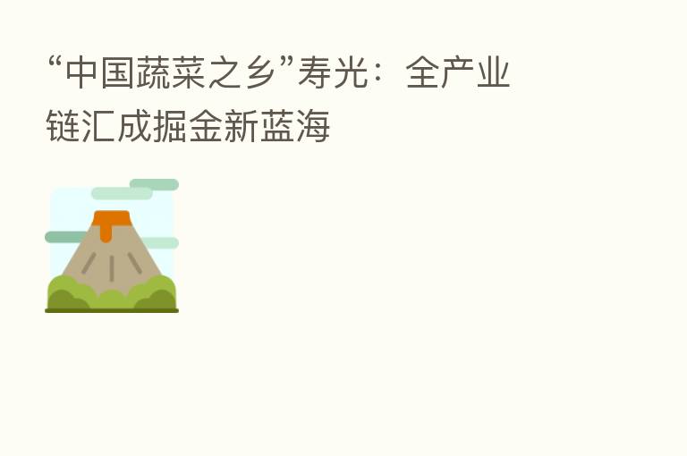 “中国蔬菜之乡”寿光：全产业链汇成掘金新蓝海