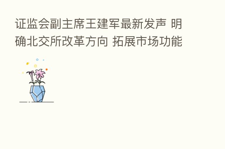 证监会副主席王建军新 发声 明确北交所改革方向 拓展市场功能、盯紧关键少数