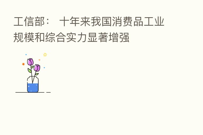 工信部： 十年来我国消费品工业规模和综合实力显著增强
