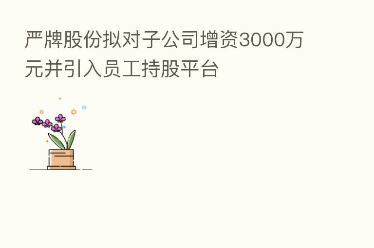 严牌股份拟对子公司增资3000万元并引入员工持股平台