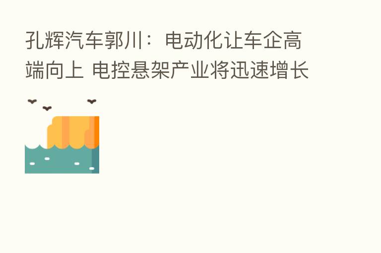 孔辉汽车郭川:电动化让车企高端向上 电控悬架产业将迅速增长
