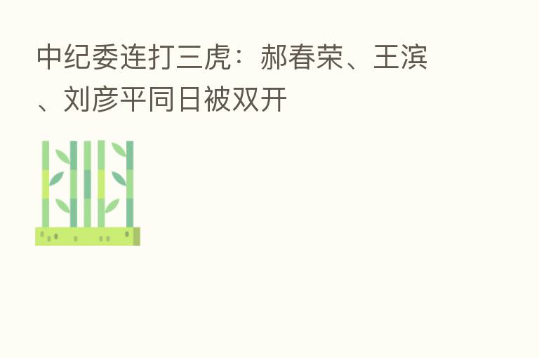 连打三虎:郝春荣、王滨、刘彦平同日被双开