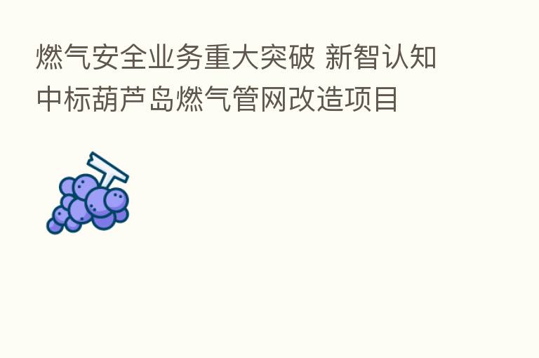 燃气安全业务重大突破 新智认知中标葫芦岛燃气管网改造项目