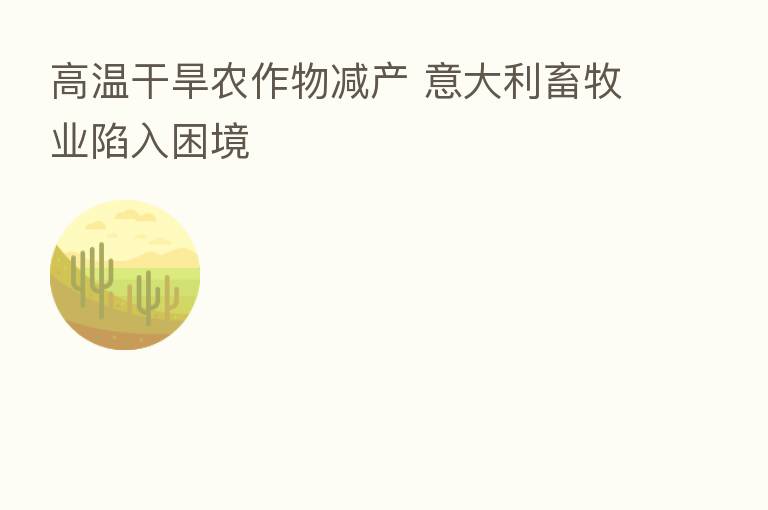 高温干旱农作物减产 意大利畜牧业陷入困境