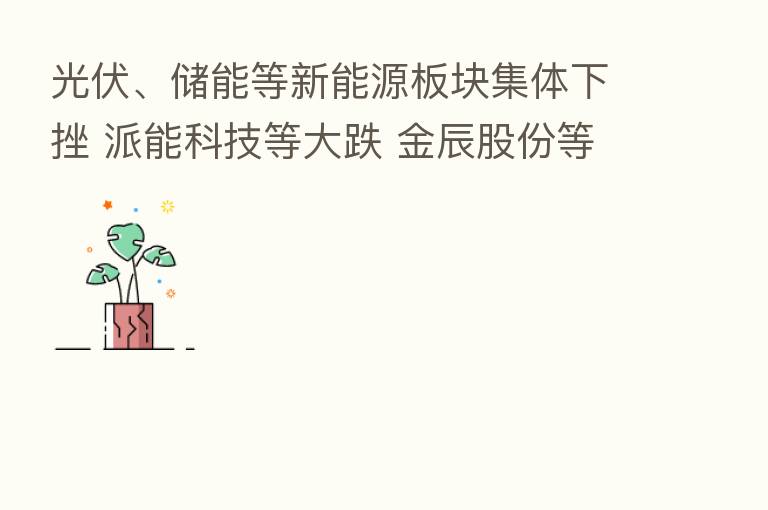 光伏、储能等新能源板块集体下挫 派能科技等大跌 金辰股份等多股跌停