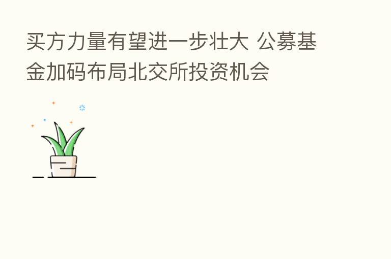 买方力量有望进一步壮大 公募基金加码布局北交所投资机会