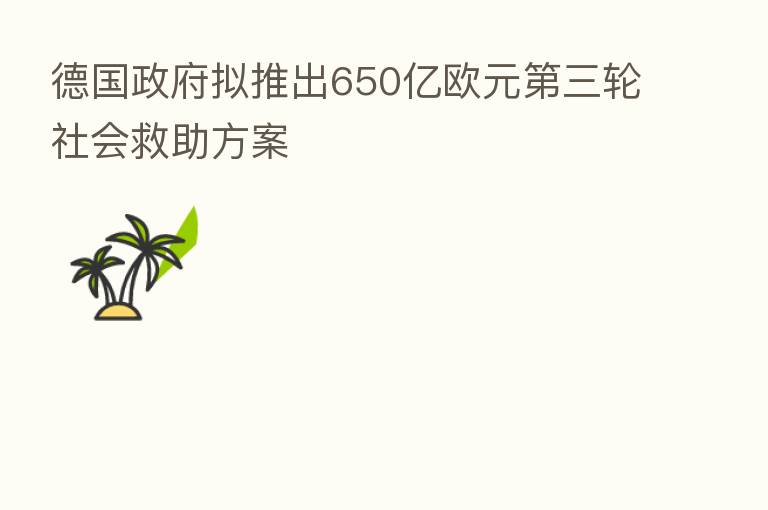 德国政府拟推出650亿欧元 三轮社会救助方案