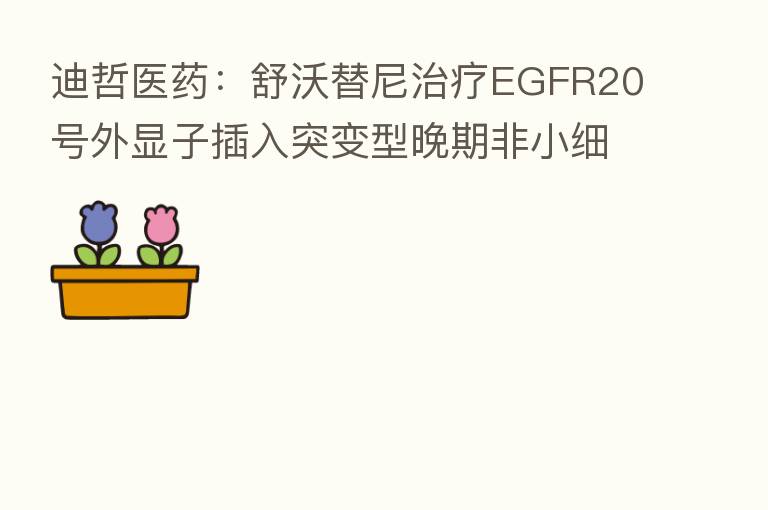 迪哲医药：舒沃替尼治疗EGFR20号外显子插入突变型晚期非小细胞肺癌的中国注册临床研究达到主要终点