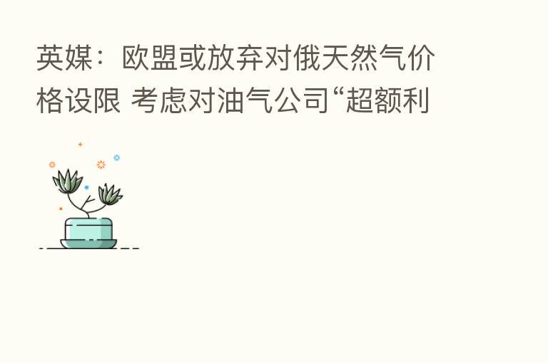 英媒：欧盟或放弃对俄天然气价格设限 考虑对油气公司“超额利润”征暴利税