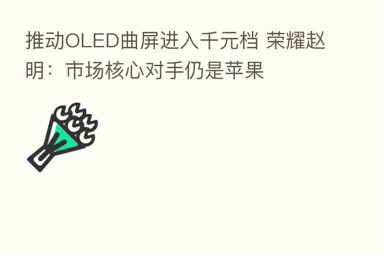 推动OLED曲屏进入千元档       赵明：市场核心对手仍是苹果