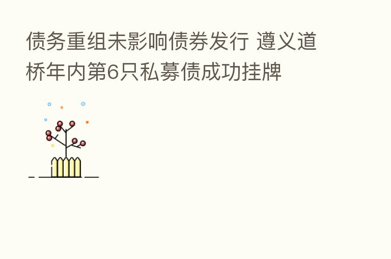 债务重组未影响债券发行 遵义道桥年内   6只私募债成功挂牌