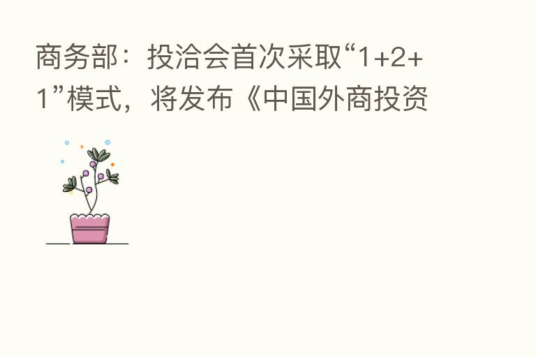 商务部：投洽会首次采取“1+2+1”模式，将发布《中国外商投资指引（2022版）》