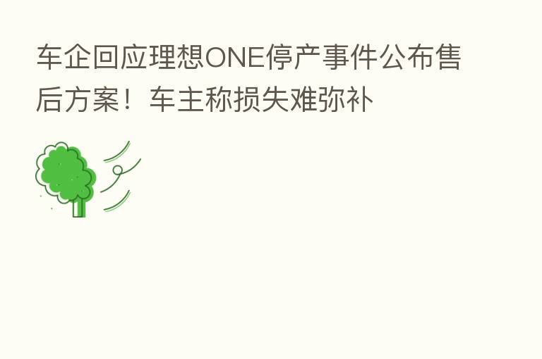 车企回应理想ONE停产事件公布售后方案！车主称损失难弥补