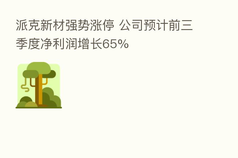 派克新材强势涨停 公司预计前三季度净利润增长65%