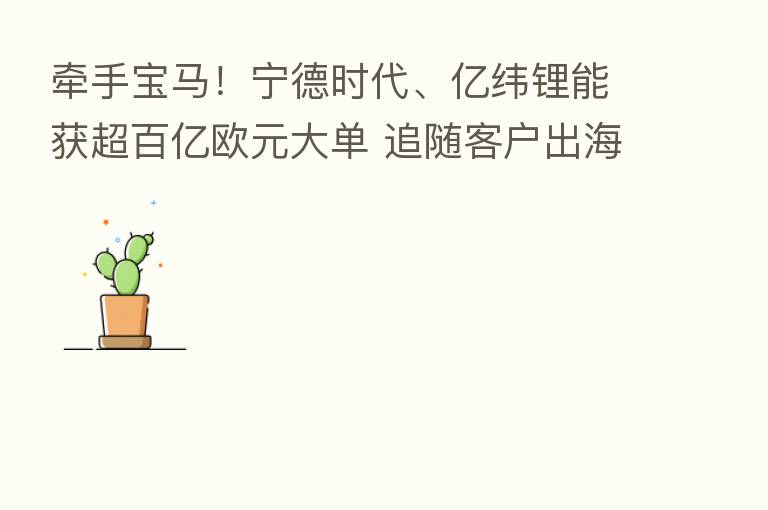 牵手宝马！宁德时代、亿纬锂能获超百亿欧元大单 追随客户出海建厂 押注圆柱电池