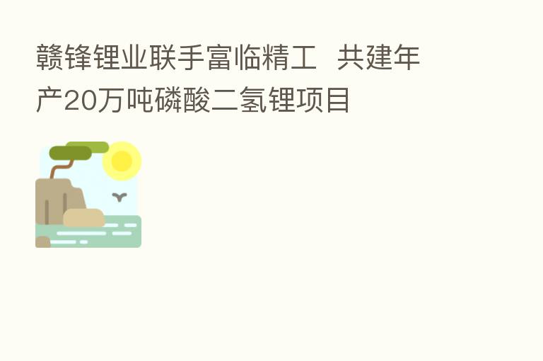 赣锋锂业联手富临精工 共建年产20万吨磷酸二氢锂项目