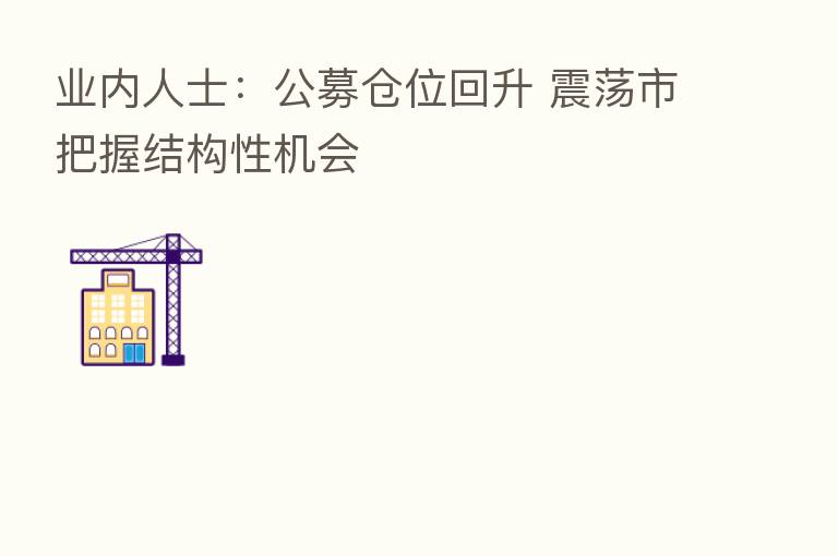 业内人士:公募仓位回升 震荡市把握结构性机会
