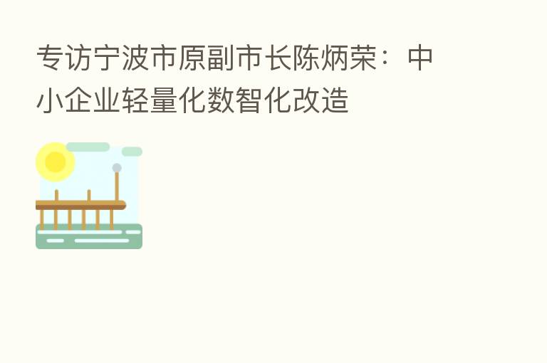 专访宁波市原副市长陈炳荣:中小企业轻量化数智化改造