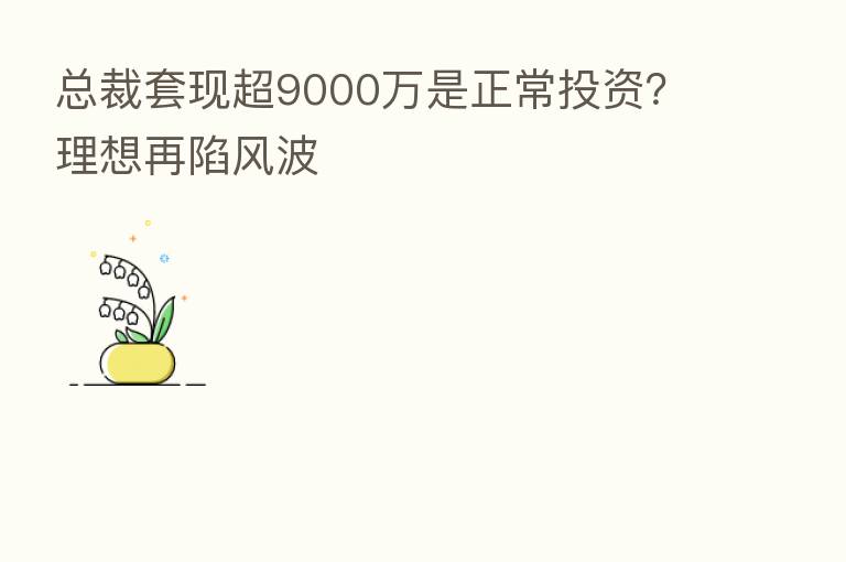 总裁套现超9000万是正常投资?理想再陷风波