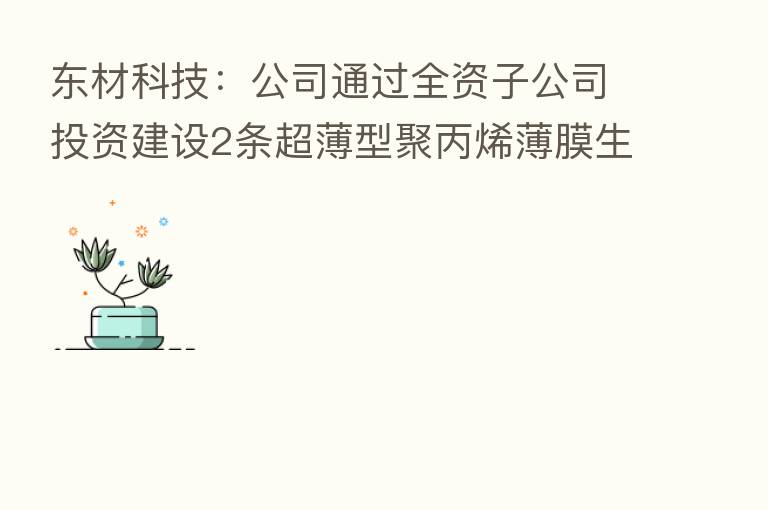 东材科技：公司通过全资子公司投资建设2条超薄型聚丙烯薄膜生产线 合计产能3,000吨/年