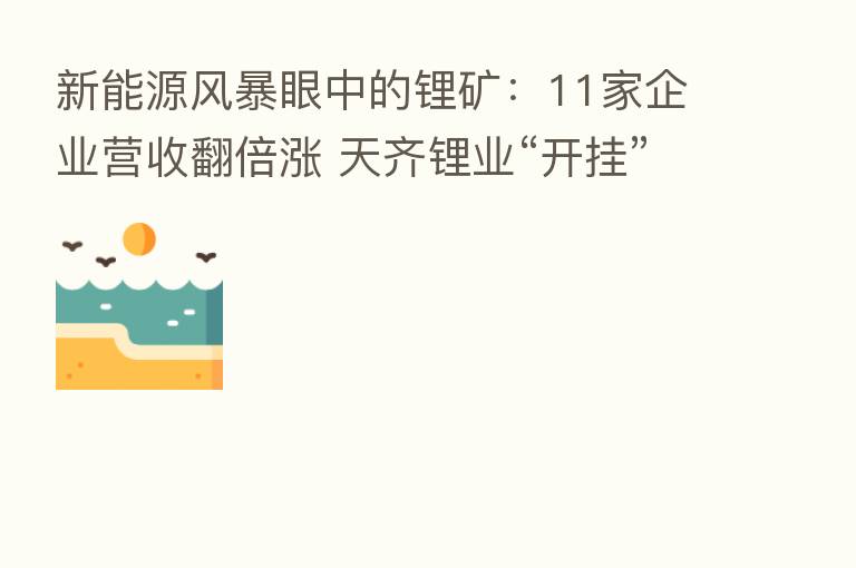 新能源风暴眼中的锂矿:11家企业营收翻倍涨 天齐锂业“开挂”