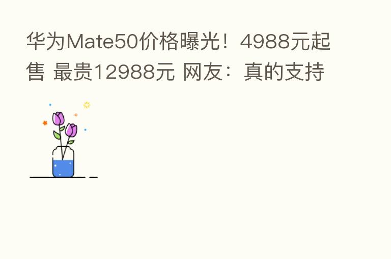 华为Mate50价格曝光！4988元起售    贵12988元 网友：真的支持不动 太贵了
