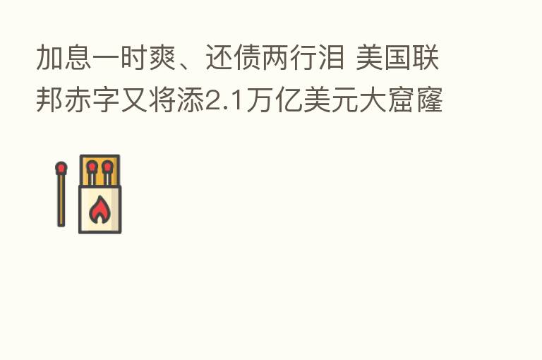 加息一时爽、还债两行泪 美国联邦赤字又将添2.1万亿美元大窟窿？