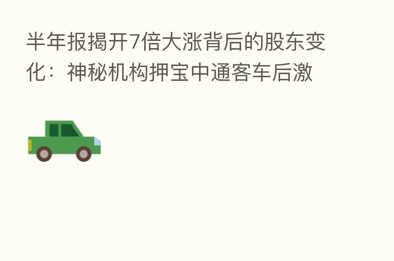 半年报揭开7倍大涨背后的股东变化：神秘机构押宝中通客车后激流勇退