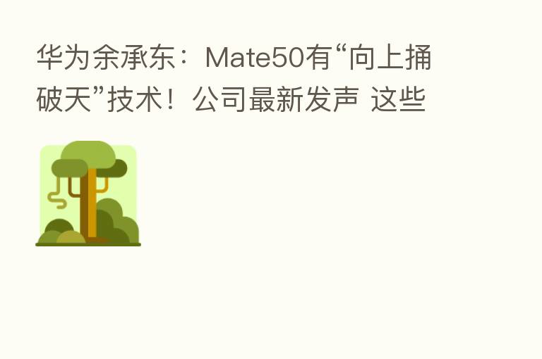 华为余承东:Mate50有“向上捅破天”技术!公司新 发声 这些概念股暴涨!