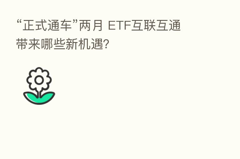 “正式通车”两月 ETF互联互通带来哪些新机遇？
