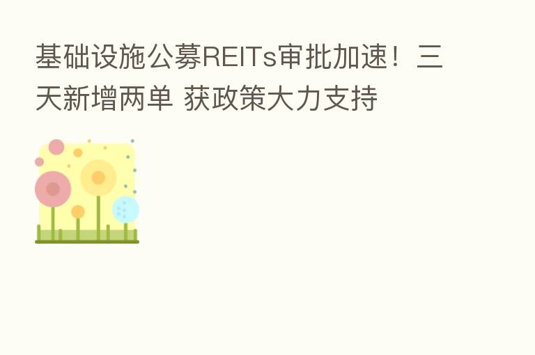 基础设施公募REITs审批加速!三天新增两单 获政策大力支持
