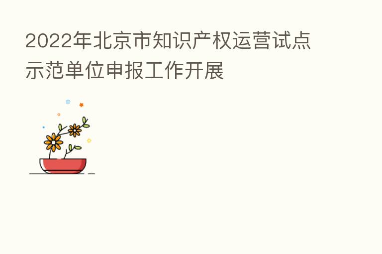 2022年北京市知识产权运营试点示范单位申报工作开展