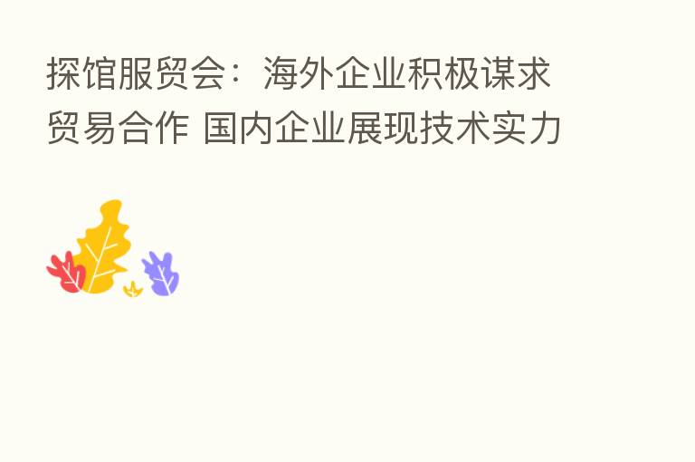 探馆服贸会：海外企业积极谋求贸易合作 国内企业展现技术实力